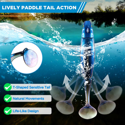 PLUSINNO Fishing Lures, Pre-Rigged Jig Head Bass Lures with Paddle Tail, Fishing Bait for Freshwater Saltwater, Soft Plastic Fishing Lures Baits for Trout Crappie Fishing Gear, Fishing Gifts for Men