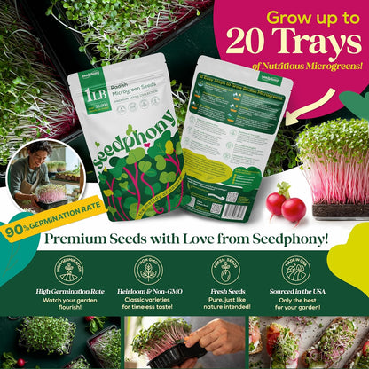 Broccoli Sprouting & Microgreens Seeds - 130,000 Non-GMO Heirloom Seed, 1lb Resealable Bag - High-Germination Broccoli Seeds for Sprouting in Jars, Soil, Hydroponics & Microgreen Trays