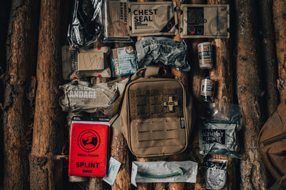 RHINO RESCUE IFAK Trauma Kit with C-A-T Tourniquet, Tactical First Aid Kit Molle Pouch for Military, Combat, Car, Camping, Hiking, Travel (Red)