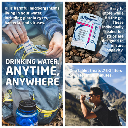 Aquatabs Water Purification Tablets (397mg, 100 Pack). Water Filtration System for Camping, Boating, Emergency Water, Survival Kit, and Marine. Easy-to-Use Water Purifier Treatment.