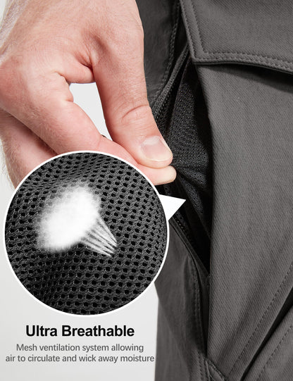 FREE SOLDIER Men's Tactical Water Repellent Ripstop Cargo Work Pants Men Hiking Nylon Spandex Trousers with 8 Pockets