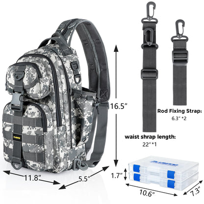 PLUSINNO Fishing Backpack with Fishing Rod and Reel Combos Tackle Boxes, Waterproof Tackle Backpack for Fishing Gear with Rod Holder, Fishing Gifts for Men with Fishing Tool Kit...