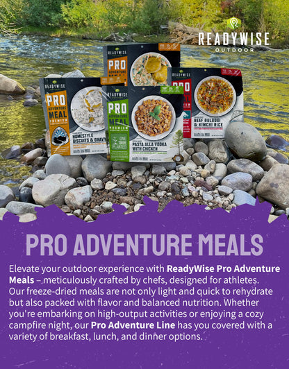 ReadyWise Outdoor Pro Adventure Meal - Country-Style Chicken Pot Pie, 2 Servings, 1 Pouch, 900 Calories, 30g Protein, Freeze Dried Food & Dehydrated Backpacking Camping Meals, up to 5 Year Shelf Life