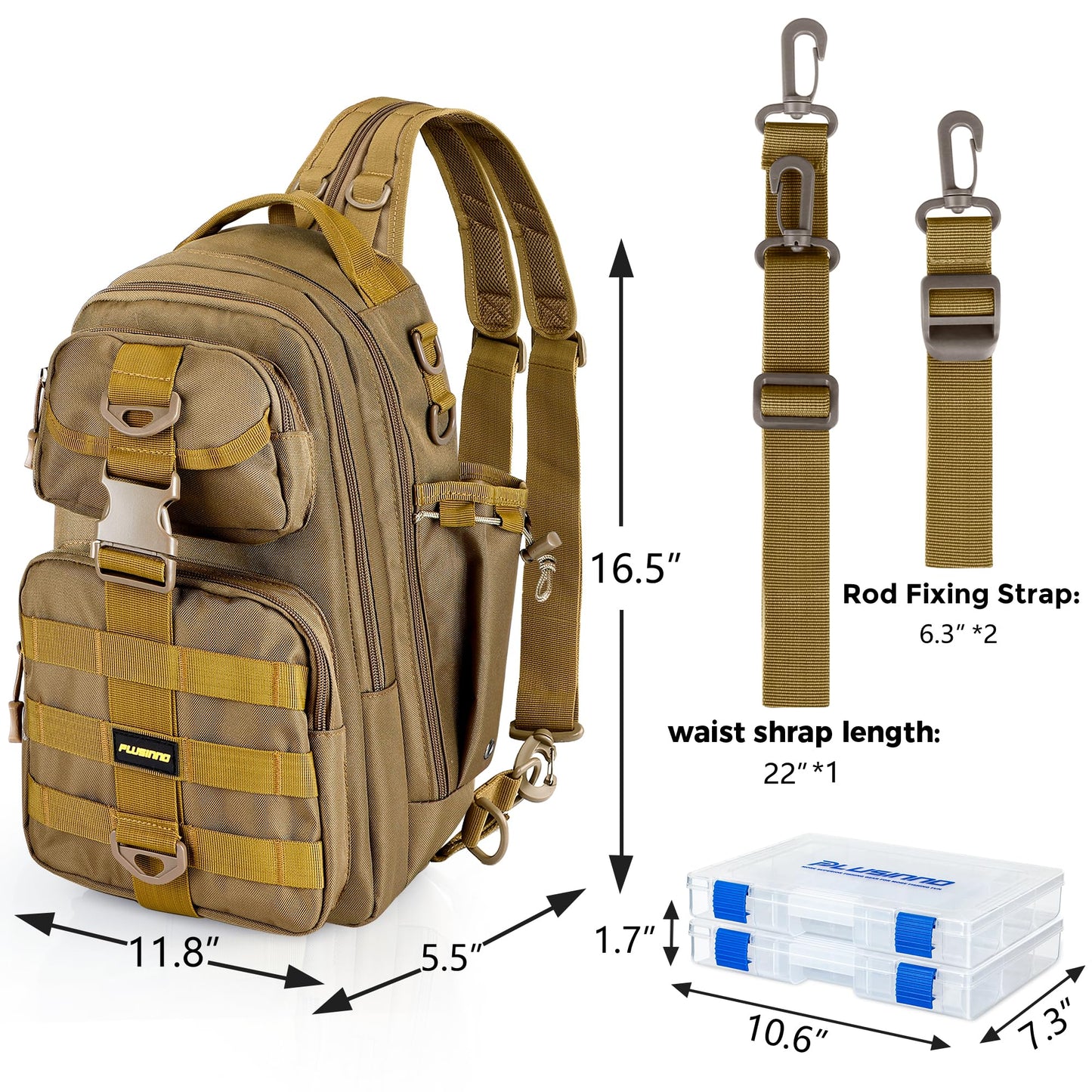 PLUSINNO Fishing Backpack with Fishing Rod and Reel Combos Tackle Boxes, Waterproof Tackle Backpack for Fishing Gear with Rod Holder, Fishing Gifts for Men with Fishing Tool Kit...