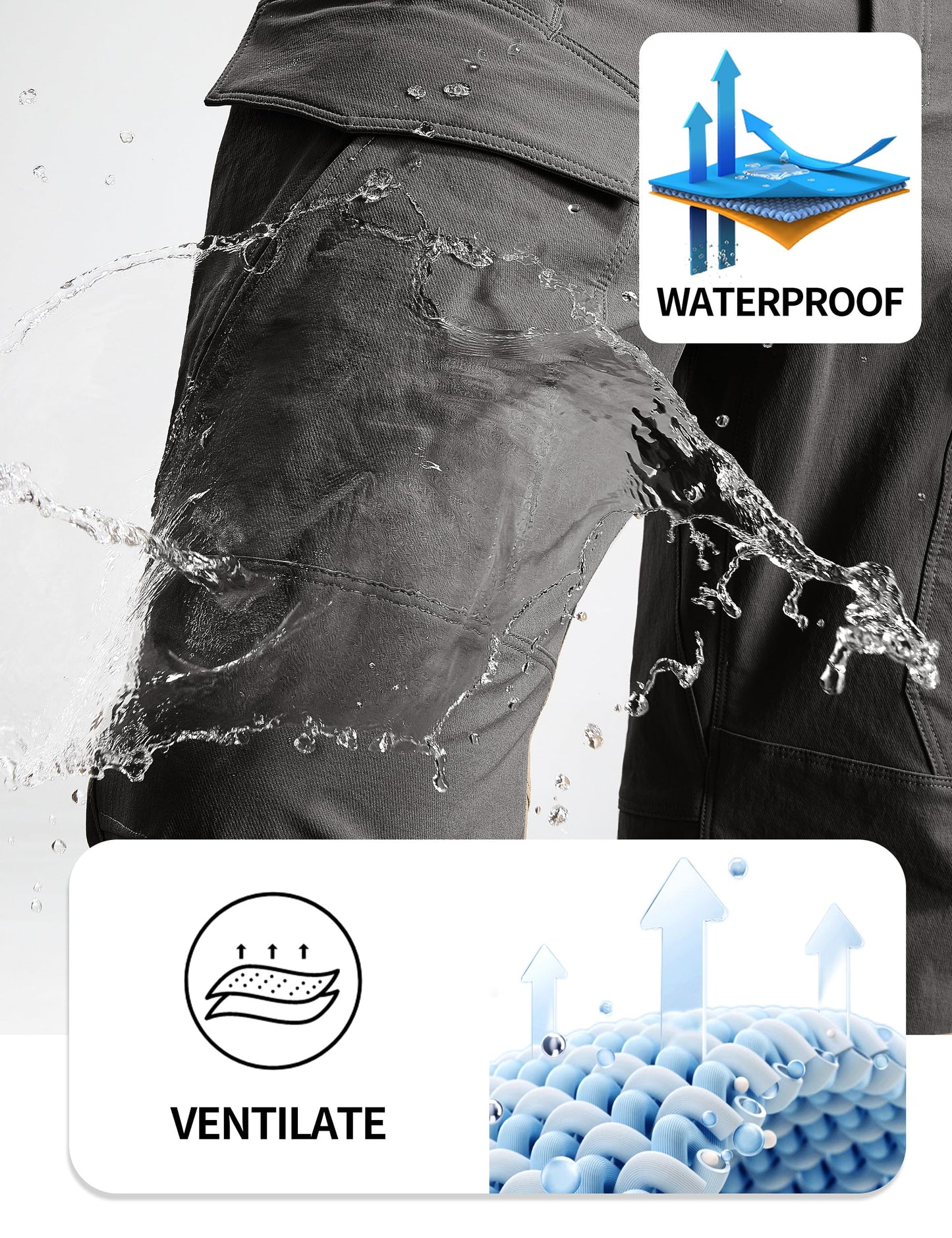 FREE SOLDIER Men's Tactical Water Repellent Ripstop Cargo Work Pants Men Hiking Nylon Spandex Trousers with 8 Pockets