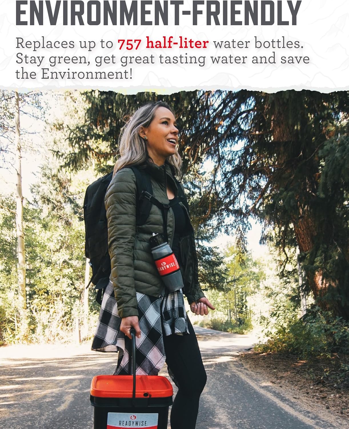 ReadyWise - 28 Oz, Seychelle Water Filtration Bottle, Hiking, Backpacking and, Camping Water Bottle, BPA-Free, Prepper Gear and Supplies, Gray/Black