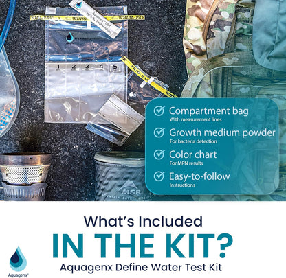 Define Water Test Kit - Detects Most Probable Number of E. coli & Total Coliform - No Lab Required - Home, Well, Tap & Freshwater Testing (2 Pack)