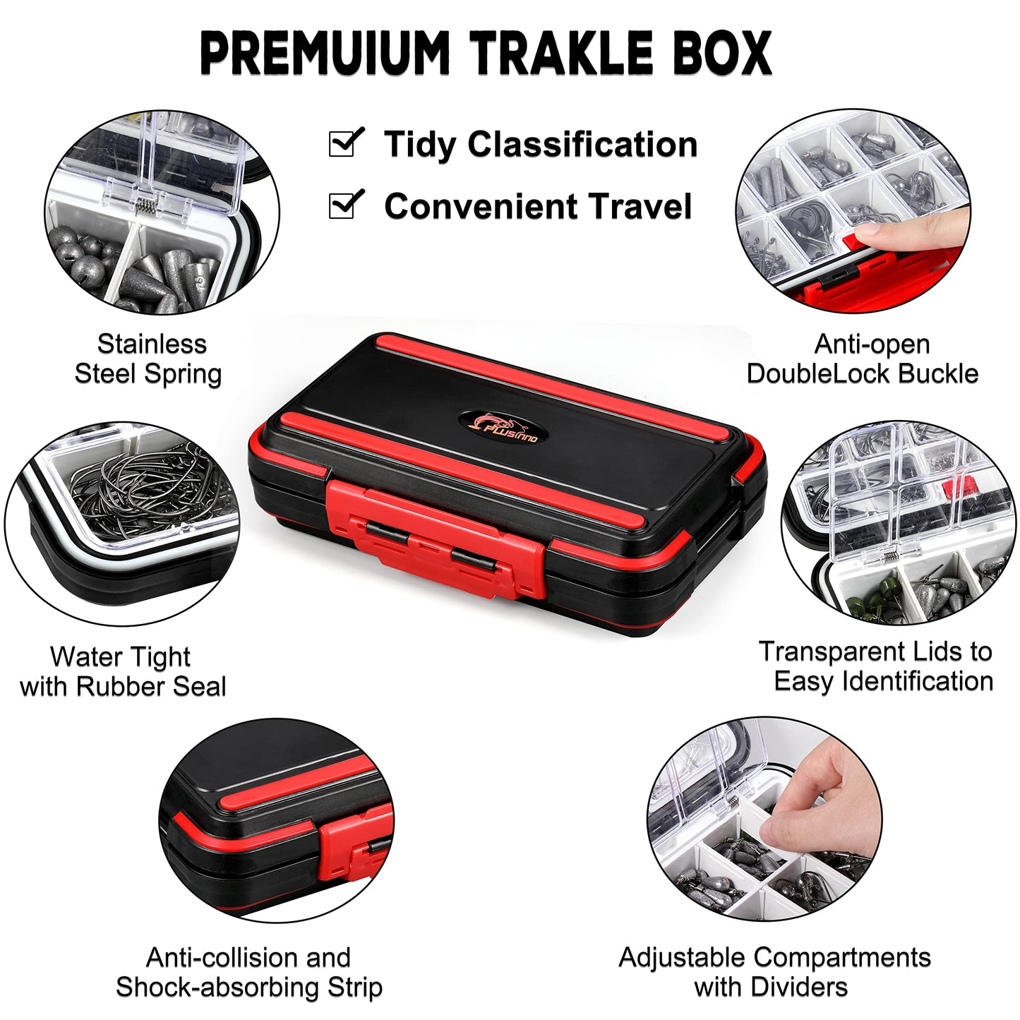 PLUSINNO 253/387pcs Fishing Gear Accessories Kit, Fishing Tackle Box with Tackle Included, Fishing Hooks, Fishing Weights Sinkers, Spinner Blade, Fishing Equipment for Bass Trout Bluegill Crappie