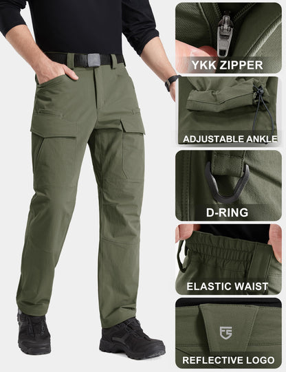 FREE SOLDIER Men's Tactical Water Repellent Ripstop Cargo Work Pants Men Hiking Nylon Spandex Trousers with 8 Pockets