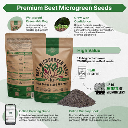 Organo Republic Broccoli Sprouting & Microgreens Seeds - Non-GMO, Heirloom Sprout Seeds Kit, 1lb Resealable Bag for & Growing Microgreens in Soil, Coconut Coir, Aerogarden & Hydroponic