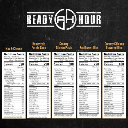 Ready Hour 120 Serving Entree Bucket-Freeze Dried Emergency Food Supply-Survival Meals with Long Shelf Life-Prepper Essentials for Disaster, Camping, Hiking, or Outdoor Use