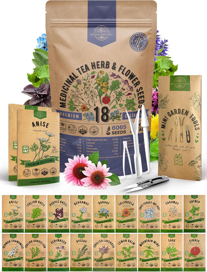 Organo Republic 25 Edible Flower Seeds Variety Pack for Indoor Outdoor Gardening - 8,000+ Non-GMO Heirloom Flower Seeds: Anise, Hyssop, Nasturtium, Pansy, Echinacea, Lavender, Chives & More