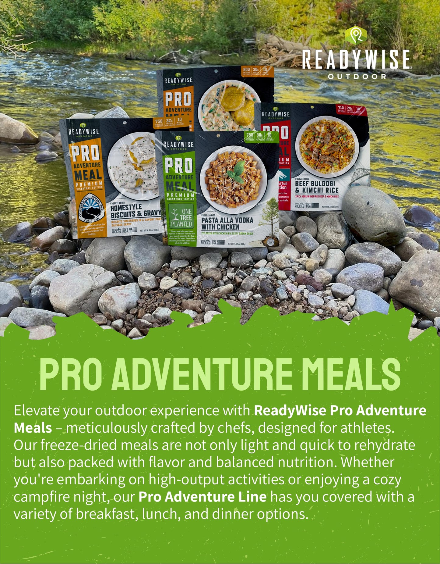ReadyWise Outdoor Pro Adventure Meal - Country-Style Chicken Pot Pie, 2 Servings, 1 Pouch, 900 Calories, 30g Protein, Freeze Dried Food & Dehydrated Backpacking Camping Meals, up to 5 Year Shelf Life