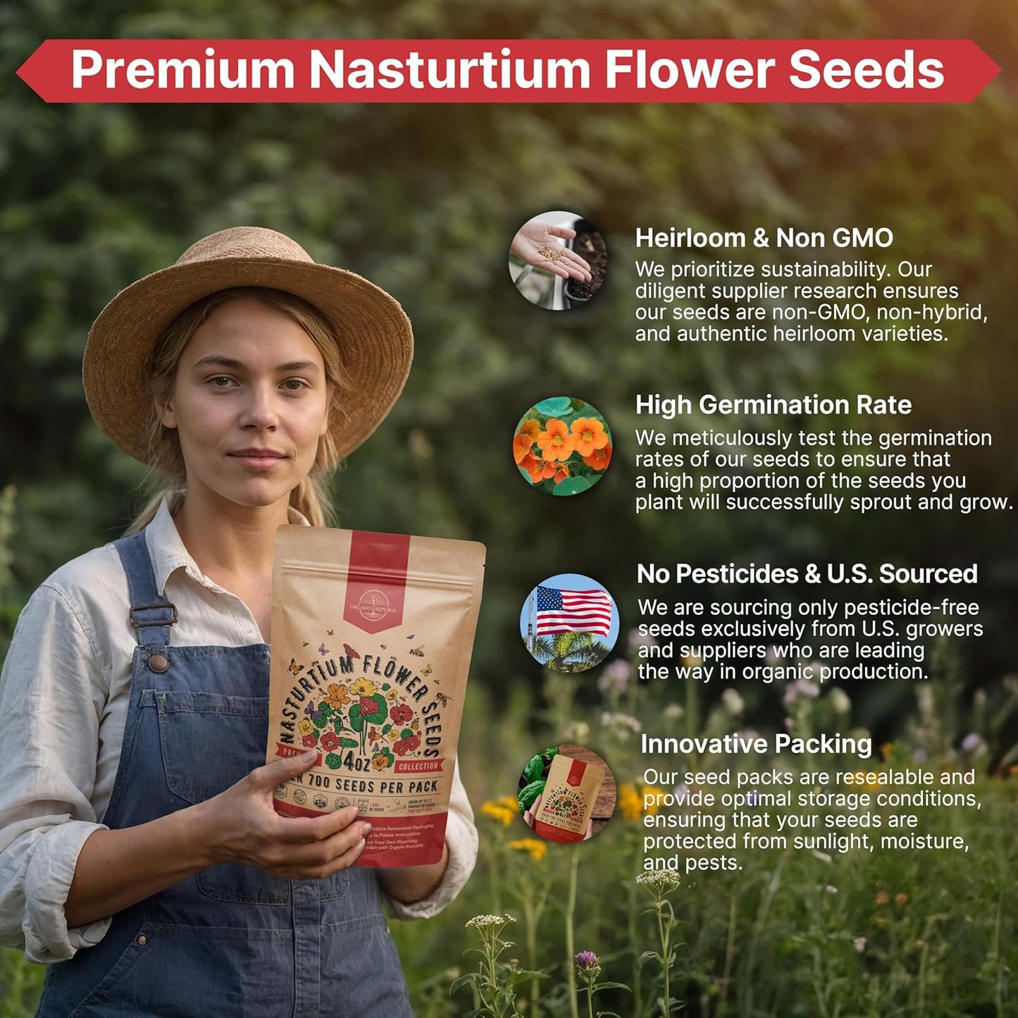 Marigold Seeds Pack 1 oz - Over 9,250 Non-GMO Heirloom Marigold Seeds for Planting Indoor & Outdoor Gardening, Flower Seed for Planting Home and Garden, Flowers Seed in Individual Packet