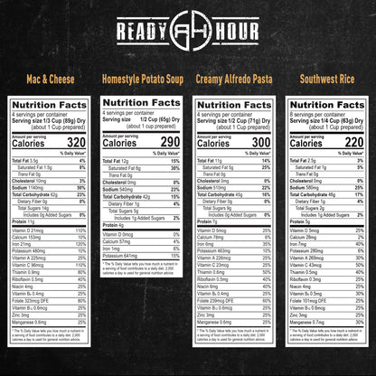 Ready Hour 72-Hour Emergency Food Kit Sample - Survival Meals Variety Pack for Disaster Prep, Freeze-Dried/Dehydrated Camping Food, Bug Out Bag MRE Alternative, Preparedness & Power Outage Supplies