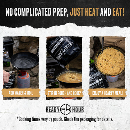 Ready Hour 72-Hour Emergency Food Kit Sample - Survival Meals Variety Pack for Disaster Prep, Freeze-Dried/Dehydrated Camping Food, Bug Out Bag MRE Alternative, Preparedness & Power Outage Supplies