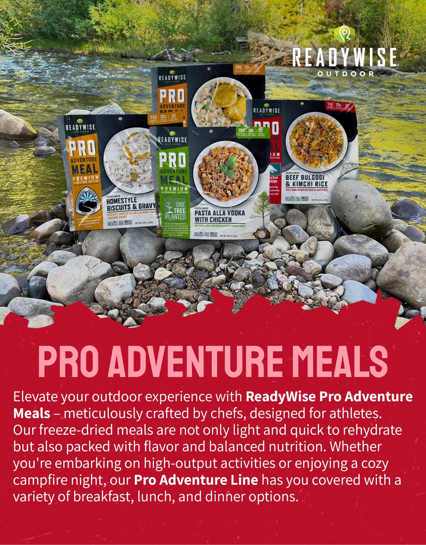 ReadyWise Outdoor Pro Adventure Meal - Country-Style Chicken Pot Pie, 2 Servings, 1 Pouch, 900 Calories, 30g Protein, Freeze Dried Food & Dehydrated Backpacking Camping Meals, up to 5 Year Shelf Life