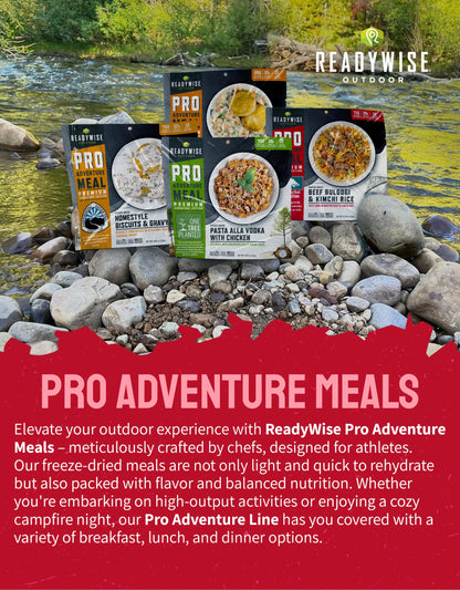 ReadyWise Outdoor Pro Adventure Meal - Country-Style Chicken Pot Pie, 2 Servings, 1 Pouch, 900 Calories, 30g Protein, Freeze Dried Food & Dehydrated Backpacking Camping Meals, up to 5 Year Shelf Life