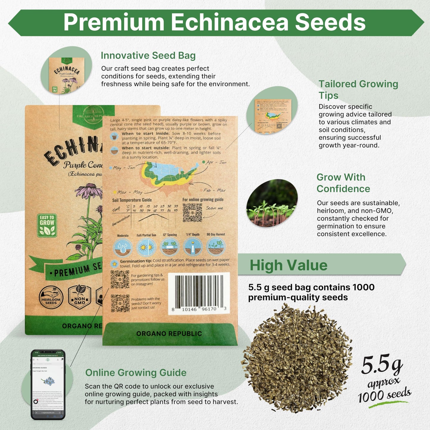 White Yarrow Seeds Pack 0.25 G - Over 2000 Non-GMO Heirloom Yarrow Seeds for Planting Herbs in Individual Seed Packet, Herbs Seeds for Planting Home Garden Indoor & Outdoor Gardening