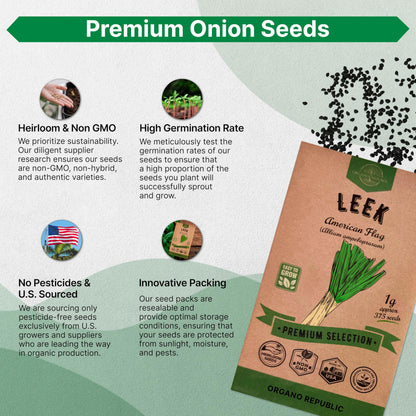 Onion Walla Walla Seeds Pack 1G - Over 275 Non-GMO Heirloom Onion Seeds for Planting Vegetables in Individual Seed Packet, Vegetable Seeds for Planting Home Garden Indoor & Outdoor Gardening