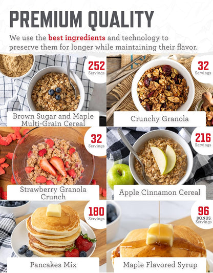 ReadyWise Emergency Food Supply - 1440 Servings Breakfast & Entrée Buckets, Protein Meals & Freeze Dried Bulk Food, Survival Kit for Backpacking & Camping Essentials, up to 25 Year Shelf Life