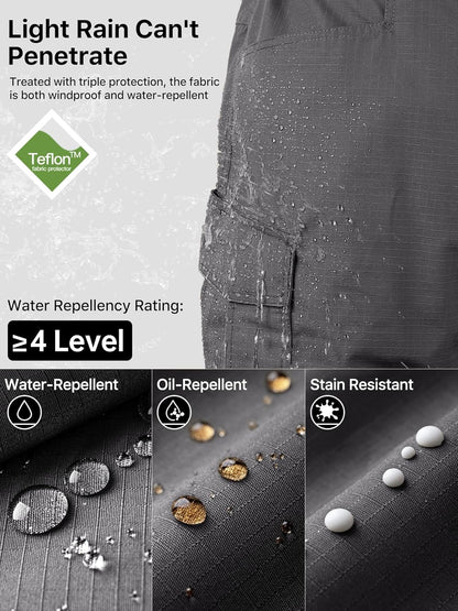 FREE SOLDIER Men's Water Resistant Pants Relaxed Fit Tactical Cargo Work Pants with Multi Pocket