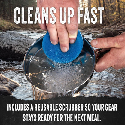 Stainless Steel Mess Cooking Kit by Ready Hour - 5 Piece Compact Survival Cookware Set with Pot Pan Mug Scrubber and Carry Bag. Camping, Survival, Backpacking, Outdoor Cooking.