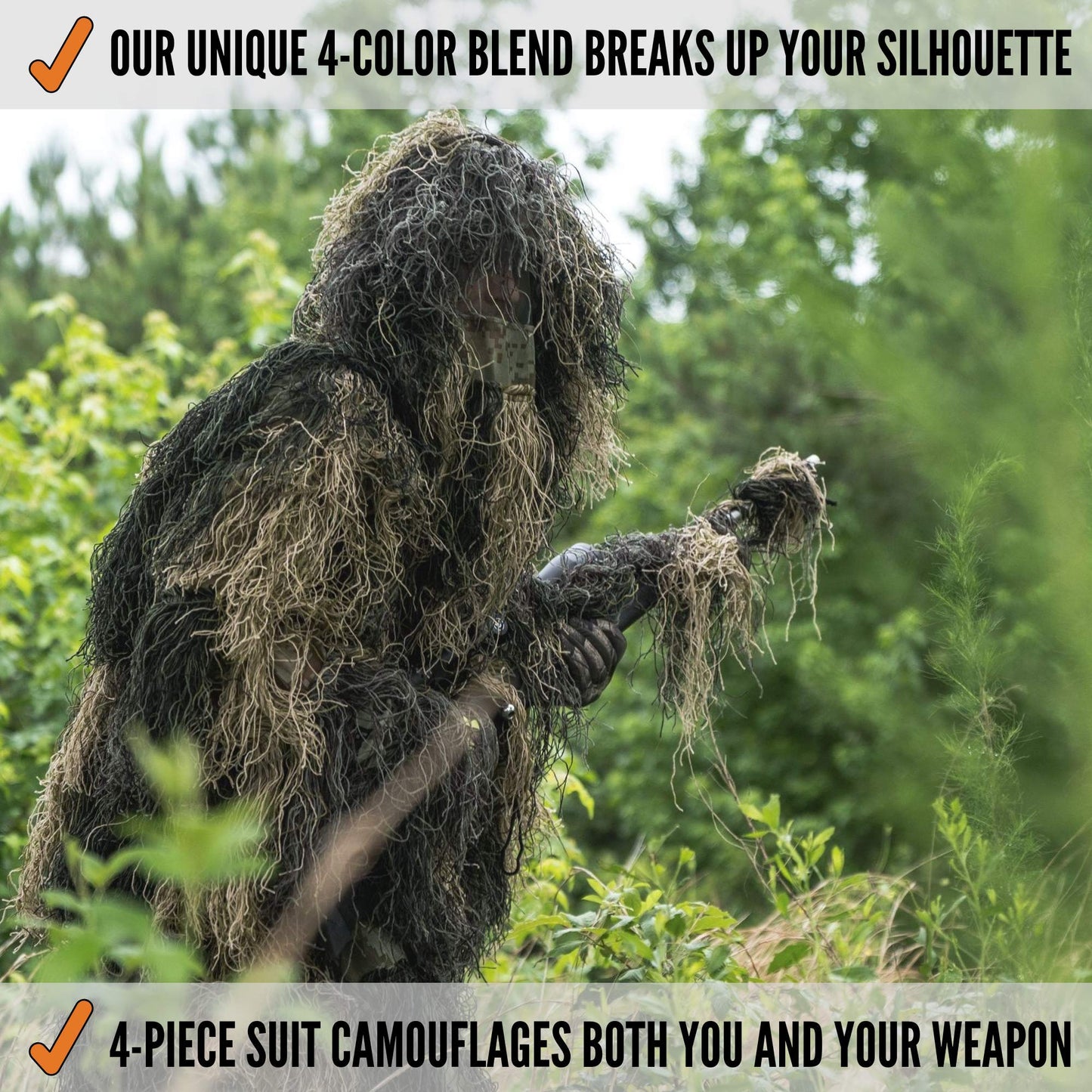 Arcturus Warrior Ghillie Suit - Camouflage Hunting Suit for Men, Military, Hunters, Snipers & Airsoft