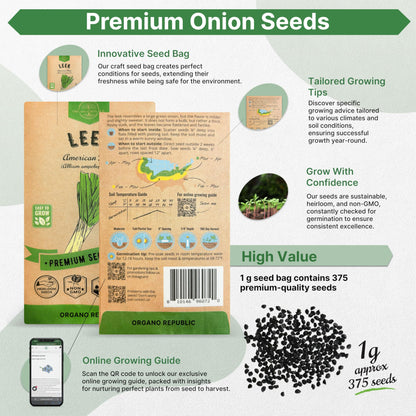 Onion Walla Walla Seeds Pack 1G - Over 275 Non-GMO Heirloom Onion Seeds for Planting Vegetables in Individual Seed Packet, Vegetable Seeds for Planting Home Garden Indoor & Outdoor Gardening