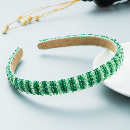 Hair Hoop Hand-Woven Beaded Headband Female Baroque Sponge Hair Bundle Korean Face Wash Hair Accessories