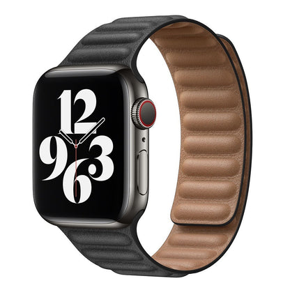 Suitable For iwatch8 Watchband S7 SE 6/5/43 Magnetic Suction New Leather Loopback Chain Apple Watch Wristband