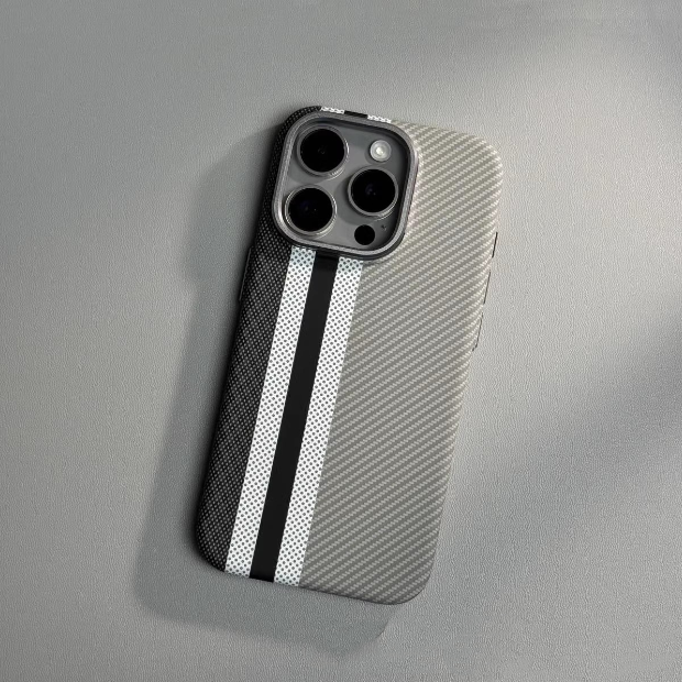 Suitable for iPhone 15 ProMax phone case Kevlar pattern magnetic hard case 14 carbon fiber pattern anti drop protective case