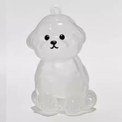 A transparent DIY pet hair memorial keychain box, a sweet keepsake for dog lovers.