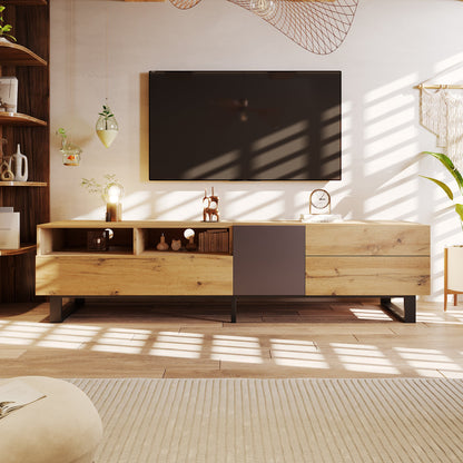 Modern TV Stand for 80'' TV with Double Storage Space
