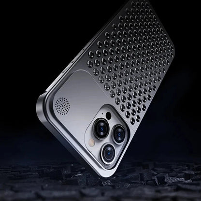 Metalen Warmteafvoer Telefoonhoes Voor Iphone 13 12 14 15 Pro Max Plus Koelende Geur Randloze Holle Aluminium Schokbestendige Hoes