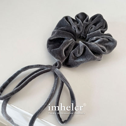 Vintage Velvet Long Ribbon Bow Large Intestine Hair Loop Head Rope Female