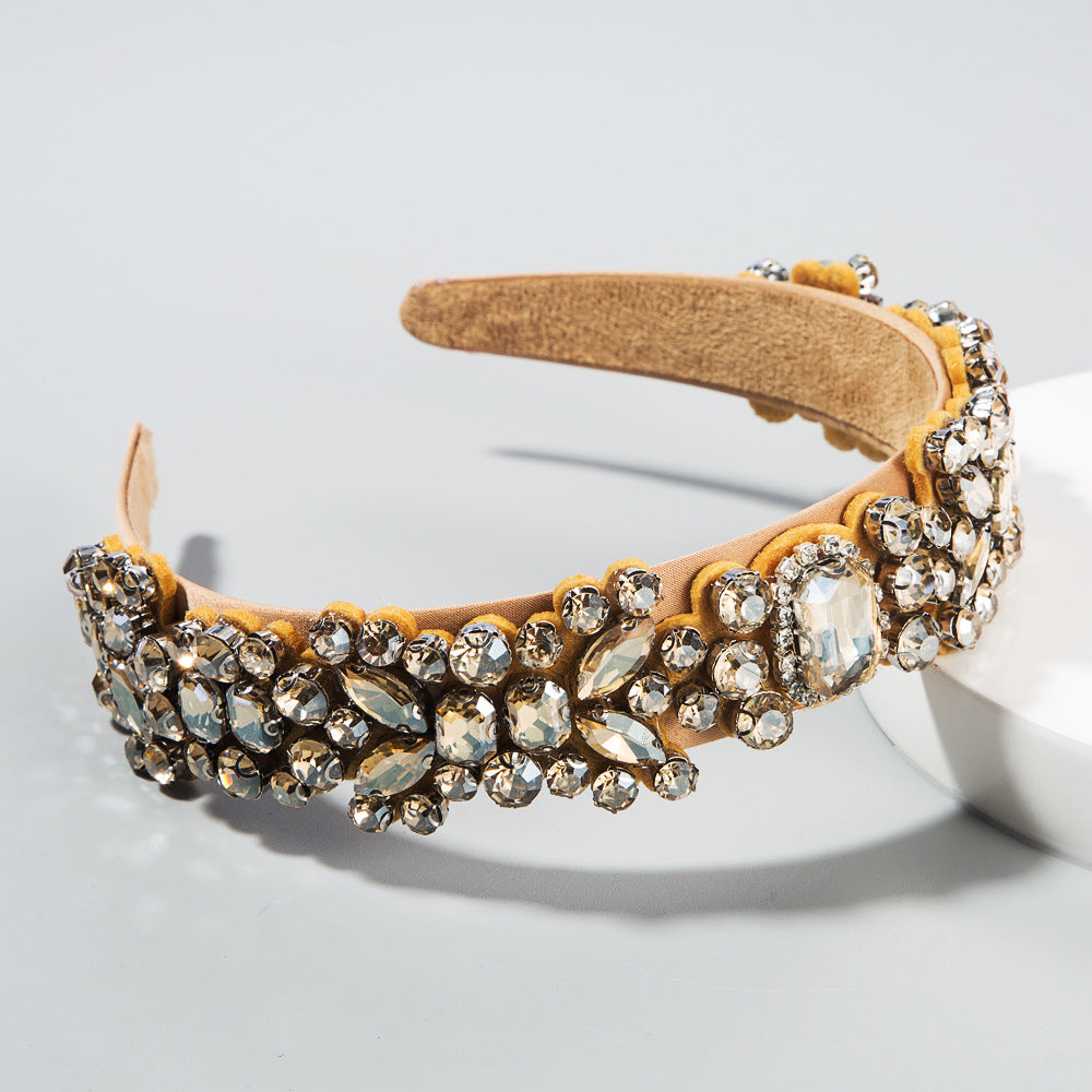 Summer New Fashion Headband Ladies Baroque Retro Headband Set With Colorful Rhinestones Full Diamond Hair Accessories