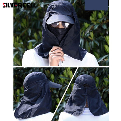 Sun Caps Flap Hats 360 degree Solar UV Protection Sun Hat Summer Men Women Sun Visor Cap Folding Removable Neck Face Mask Head