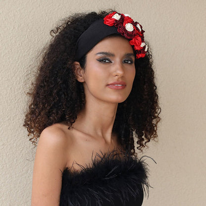 Handmade fabric side three-dimensional flower headband