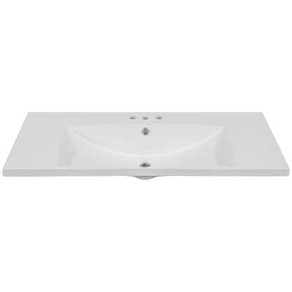 36" Single Bathroom Vanity Top with White Basin  3-Faucet Holes Ceramic  White