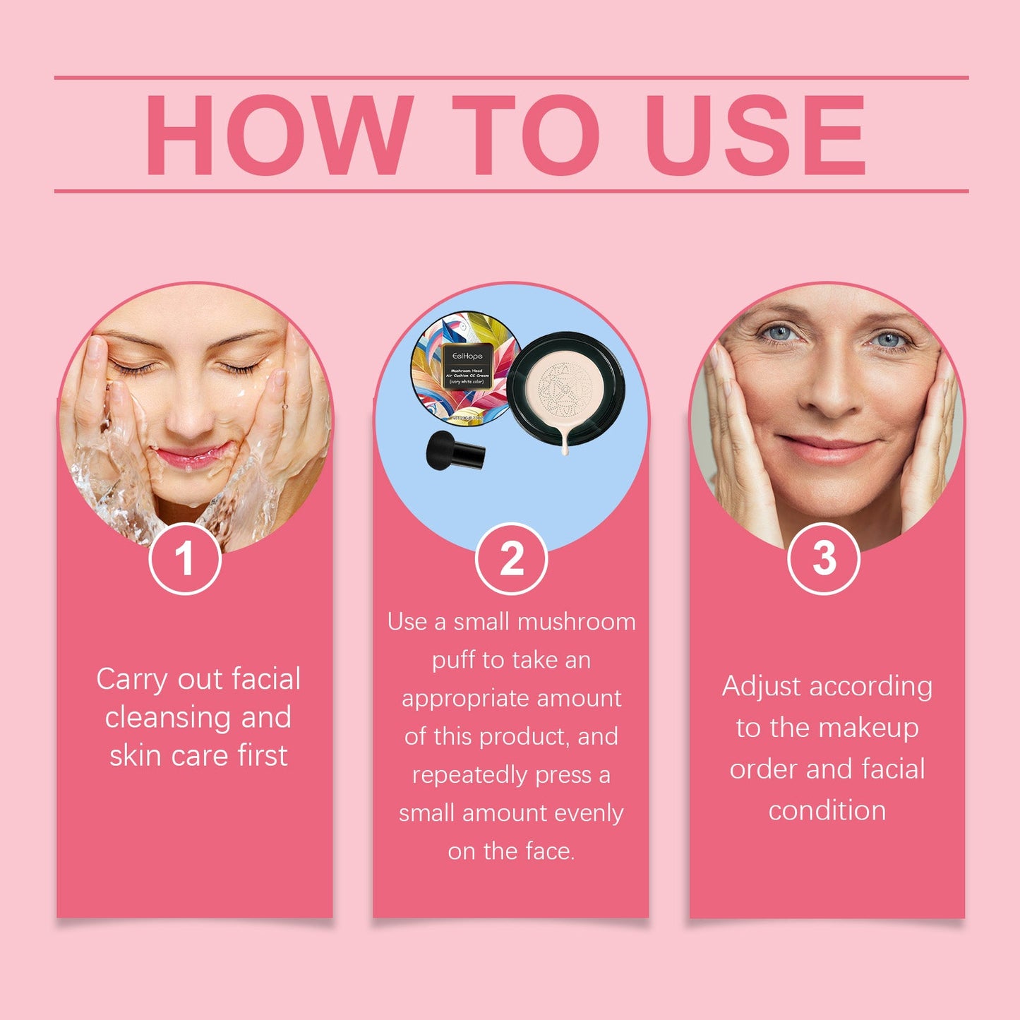 Mushroom Head Air Cushion Small Mushroom Air Cushion Easy To Apply Makeup Without Clogging Pores Moisturizing Natural Concealer