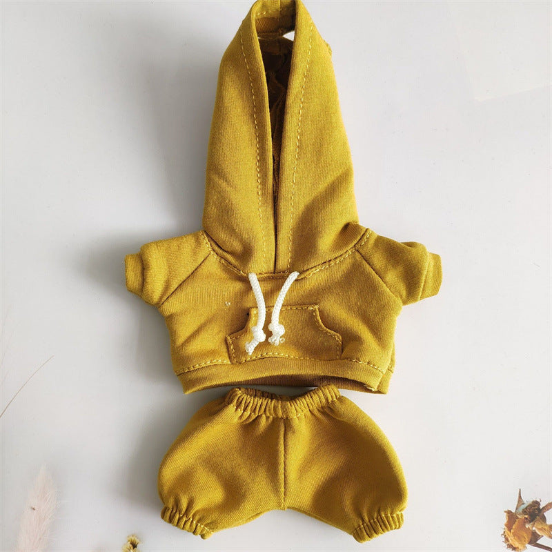 17cm Vinyl Macaron Plush Keychain Pulling Cloth Pendant Labubu Doll for Hoodie Pants Set