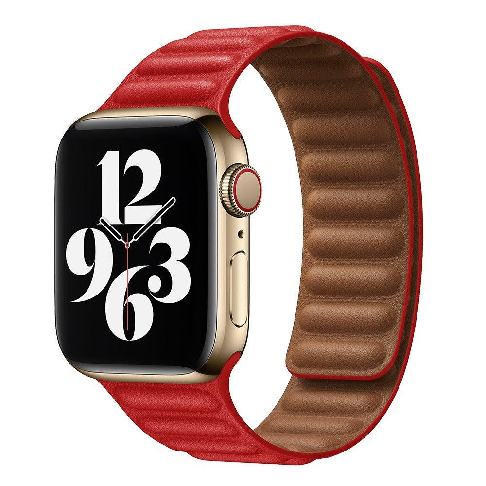 Suitable For iwatch8 Watchband S7 SE 6/5/43 Magnetic Suction New Leather Loopback Chain Apple Watch Wristband