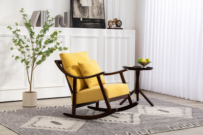 woven fabric Mid Century Modern Accent Chairs Comfy Upholstered Glider Arm Chair with Solid Wood for Living Room Bedroom Balcony