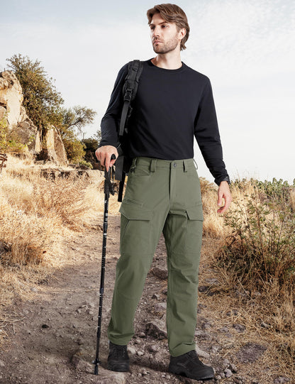 FREE SOLDIER Men's Tactical Water Repellent Ripstop Cargo Work Pants Men Hiking Nylon Spandex Trousers with 8 Pockets