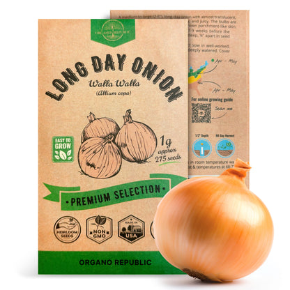 Onion Walla Walla Seeds Pack 1G - Over 275 Non-GMO Heirloom Onion Seeds for Planting Vegetables in Individual Seed Packet, Vegetable Seeds for Planting Home Garden Indoor & Outdoor Gardening
