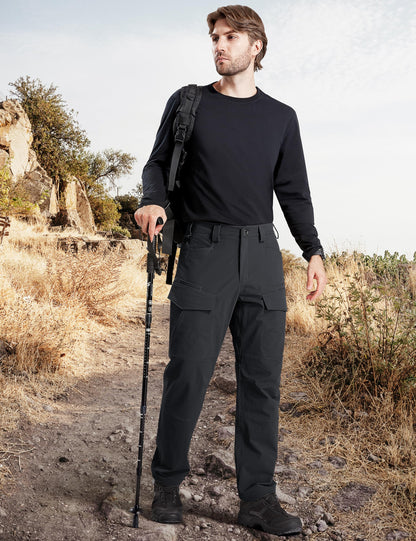 FREE SOLDIER Men's Tactical Water Repellent Ripstop Cargo Work Pants Men Hiking Nylon Spandex Trousers with 8 Pockets