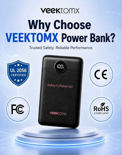 VEEKTOMX Mini Power Bank 10,000mAh | 22.5W Fast Charging Backup Power