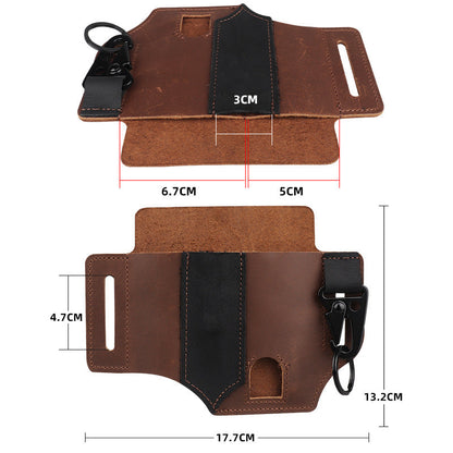 GEBWOLF New Outdoor EDC Tactical Pocket Leather Multi-Function Knife Case Portable EDC Tool Leather Case Bag