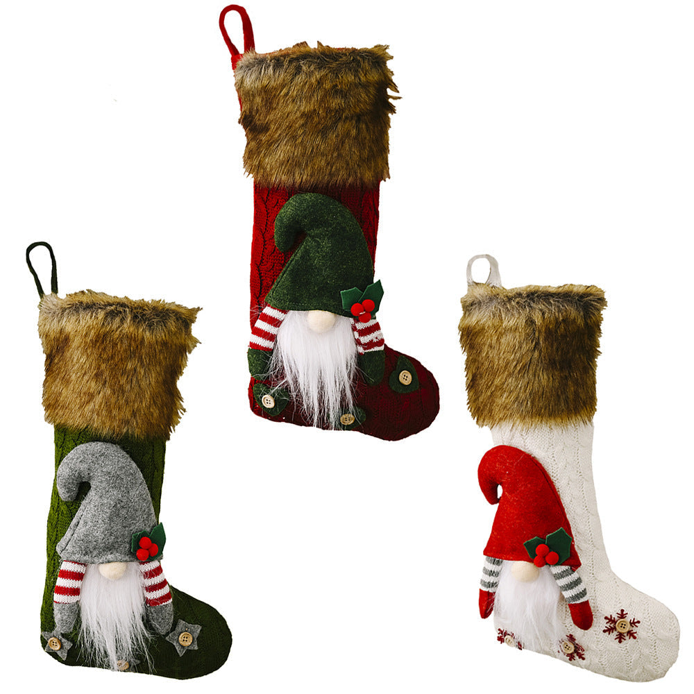 Christmas decoration products, faceless doll plush Christmas socks, creative faceless doll gift socks, elderly socks